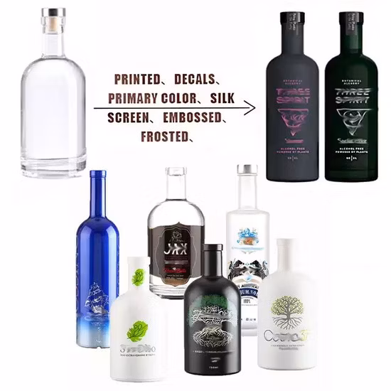 Maßgeschneiderte 200 ml 375 ml 500 ml 700 ml 750 ml 1000 ml transparente Glaswein-Gin-Whisky-Tequila-Likör-Wodka-Flasche, leere Flasche mit Deckel